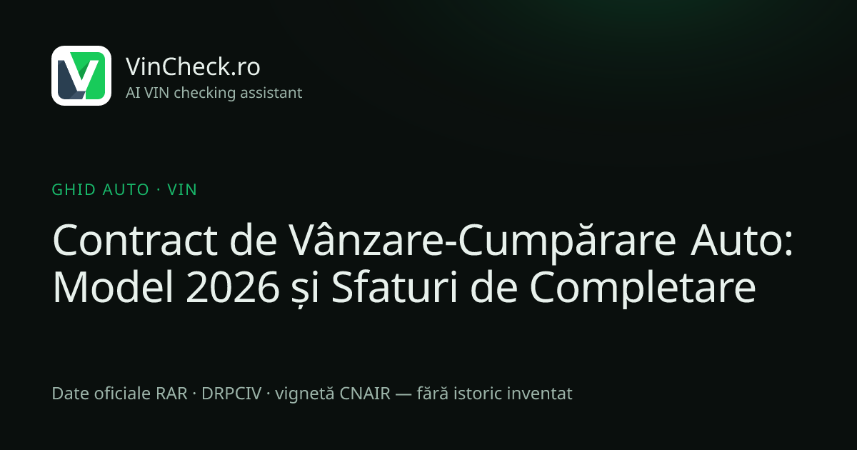 Contract de Vânzare-Cumpărare Auto: Model 2026 și Sfaturi de Completare