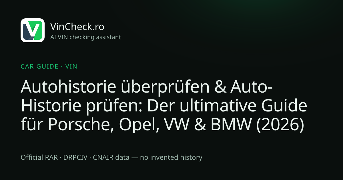 Autohistorie überprüfen & Auto-Historie prüfen: Der ultimative Guide für Porsche, Opel, VW & BMW (2026)