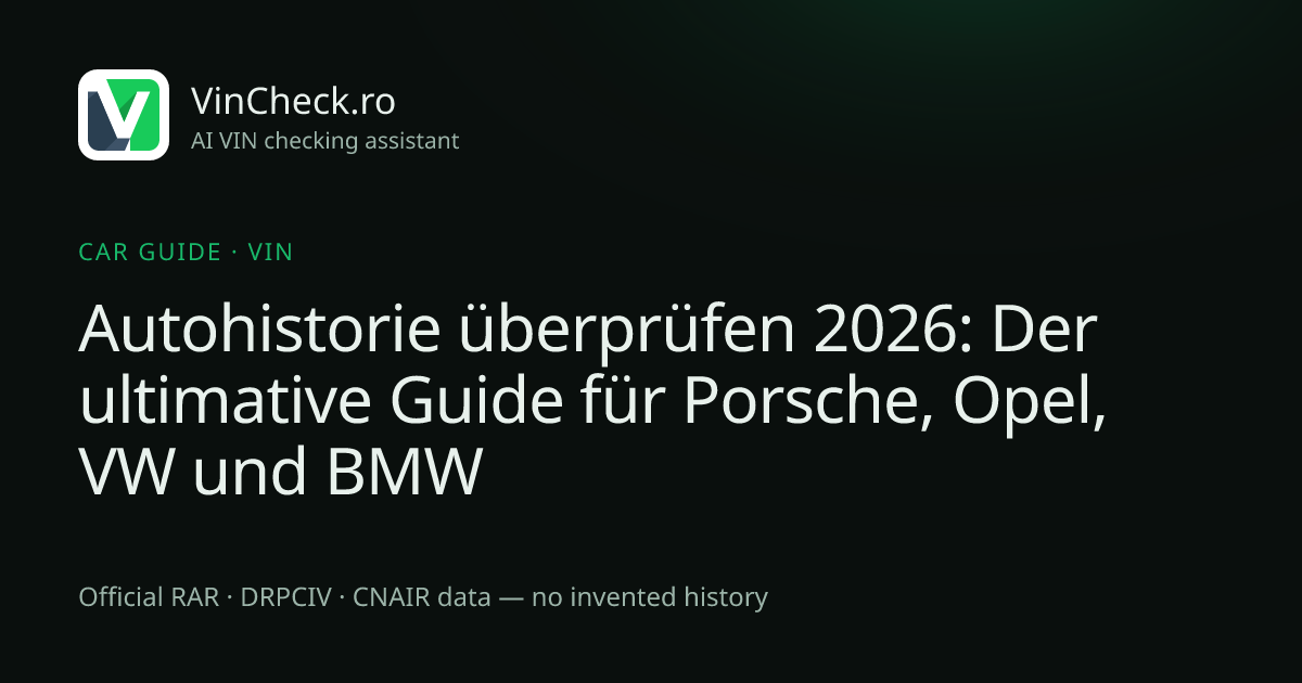 Autohistorie überprüfen 2026: Der ultimative Guide für Porsche, Opel, VW und BMW