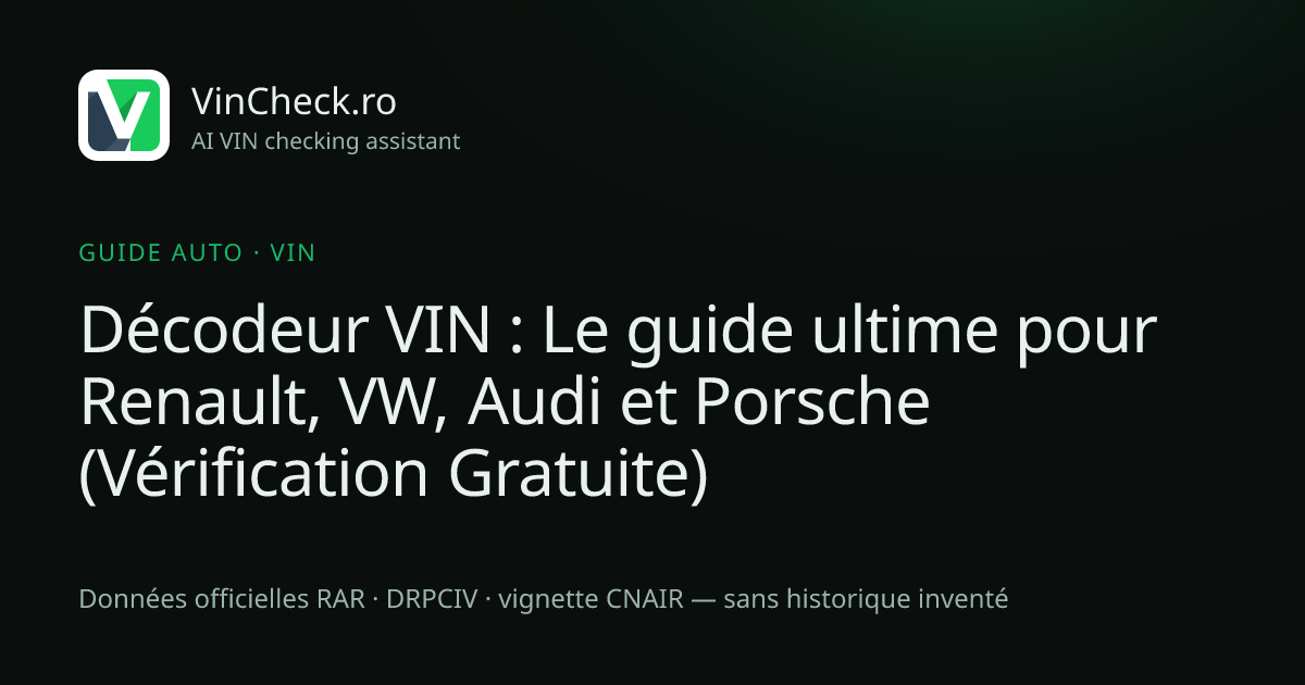Décodeur VIN : Le guide ultime pour Renault, VW, Audi et Porsche (Vérification Gratuite)