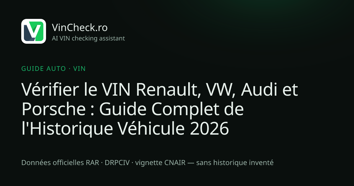 Vérifier le VIN Renault, VW, Audi et Porsche : Guide Complet de l'Historique Véhicule 2026